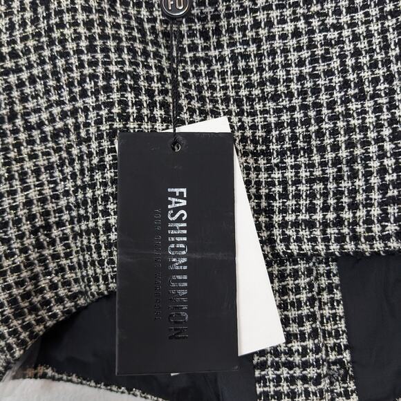 NWT Fashion Union Black & White Tweed Button Front Bustier Crop Top - Picture 6 of 7